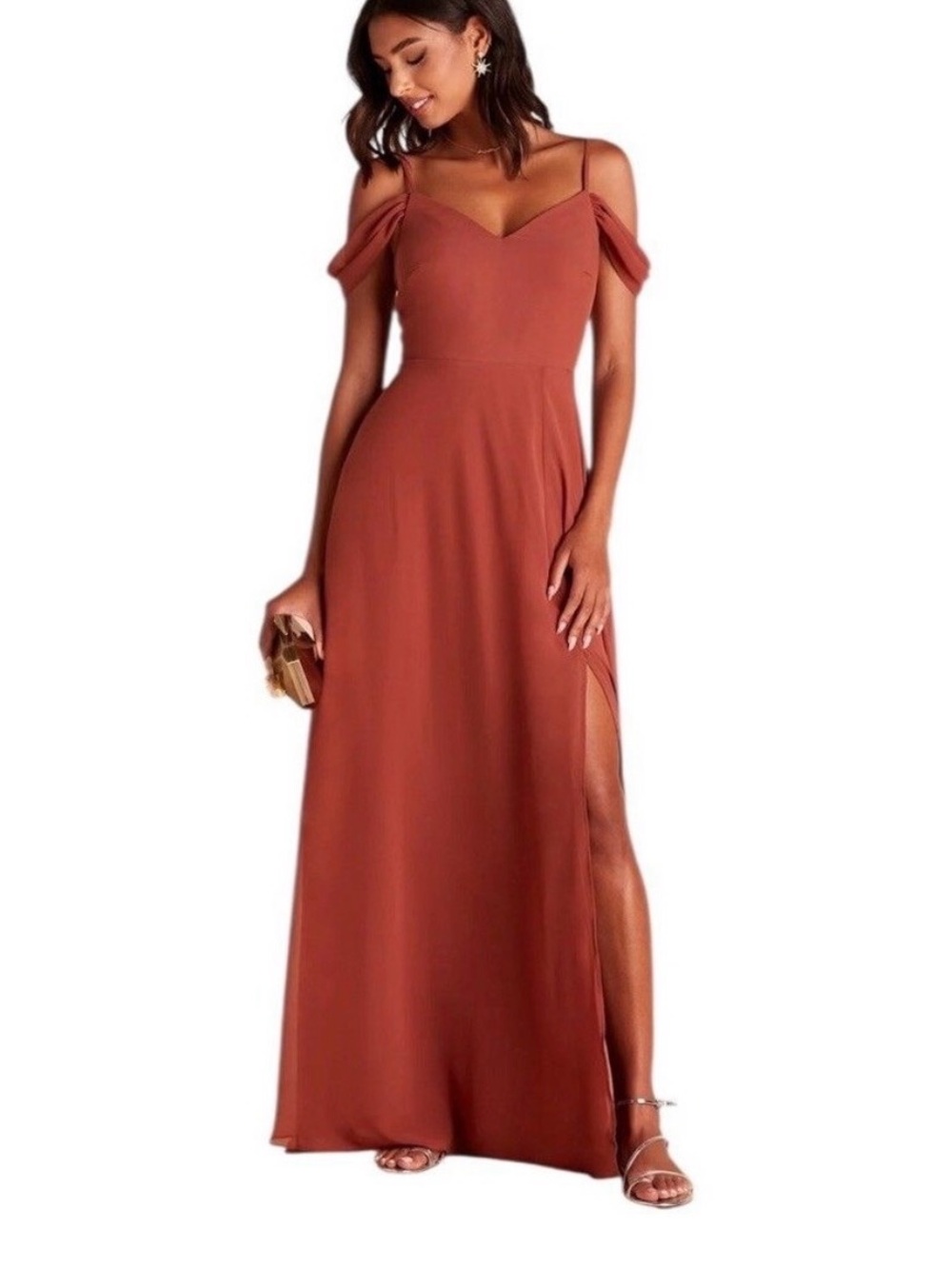 Birdy Grey “Burnt Sienna” Convertible Maxi Dress with Side Slit - 8